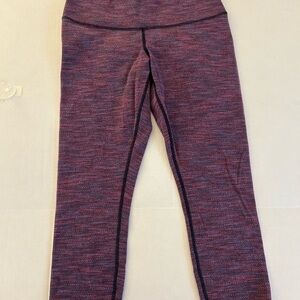 Lululemon Wunder Under Crop Diamond Jacquard Space Dye Blue Magenta Size X-S